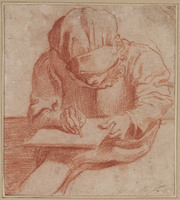 K 096
<br/>
Jonge tekenaar, voorovergebogen
<br/>
<em>Carracci - school van</em>